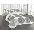 thumbnail image 1 of Ambesonne Oriental Quilted Bedspread Set 3 Pcs, Ottoman Inspired Mandala, Queen Size, White and Black, 1 of 5
