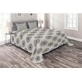 thumbnail image 1 of Ambesonne Oriental Quilted Coverlet 3 Pcs, Leafy Medallion, Queen Size, Grey Yellow Violet Blue, 1 of 1
