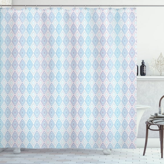 Ambesonne Oriental Shower Curtain, Ethnic Folk Floral Motif, 69"Wx70"L, Blue Lavender