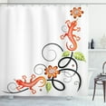 thumbnail image 1 of Ambesonne Oriental Shower Curtain, Lizard and Flower, 69"Wx84"L, Orange White Black, 1 of 3