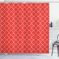 thumbnail image 1 of Ambesonne Oriental Shower Curtain, Royal Quatrefoil Motif, 69"Wx84"L, Vermilion White, 1 of 5
