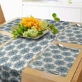 thumbnail image 1 of Ambesonne Oriental Table Runner & Placemats, Continuity of Universe Art, Placemat 4 pcs + Runner 12"x90", White and Dark Night Blue, 1 of 2