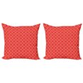 thumbnail image 1 of Ambesonne Oriental Throw Pillow Cover 2 Pack, Royal Quatrefoil Motif, 24", Vermilion White, 1 of 6