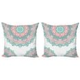 thumbnail image 1 of Ambesonne Oriental Throw Pillow Cover 2 Pack, Soft Toned Mandala, 18", Turquoise Coral Teal, 1 of 5