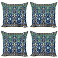 thumbnail image 1 of Ambesonne Oriental Throw Pillow Cover 4 Pack, Hippie Tribals, 20", Blue Mustard, 1 of 7