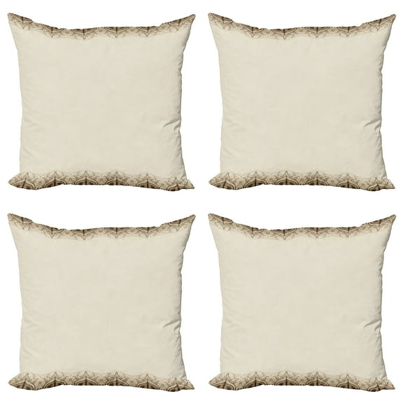 Ambesonne Oriental Throw Pillow Cover 4 Pack, Inspire, 18", Brown and Ivory