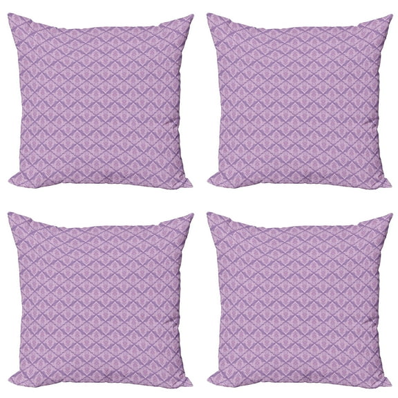 Ambesonne Oriental Throw Pillow Cover 4 Pack, Ornamental Boho Design, 16", Mauve Pale Mauve