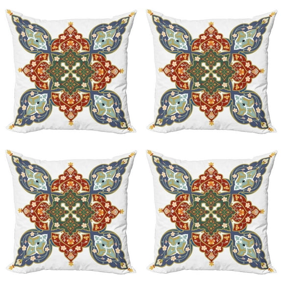 Ambesonne Oriental Throw Pillow Cover 4 Pack, Turkish Ottoman, 18", Cadet Blue Turquoise