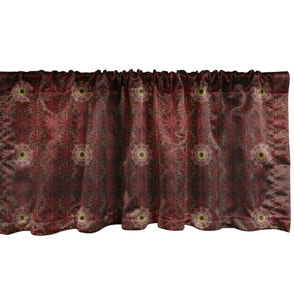 Ambesonne Oriental Valance Pack of 2, Abstract Classic Medallion, 54"X12", Burgundy and Multicolor