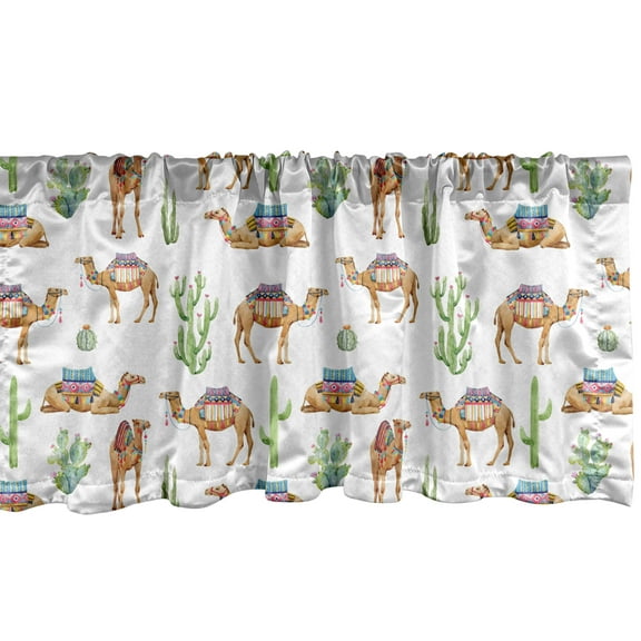 Ambesonne Oriental Window Valance, Camels with Saddles, 54" X 12", Multicolor