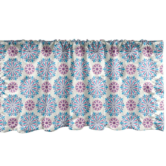 Ambesonne Oriental Window Valance, Colorful Mandalas Images, 54" X 18", Blue Fuchsia
