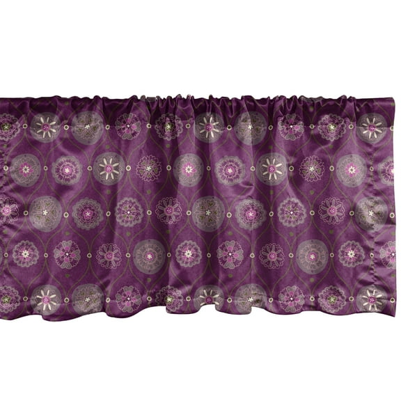 Ambesonne Oriental Window Valance, Flourish Ornate, 54" X 18", Plum and Multicolor
