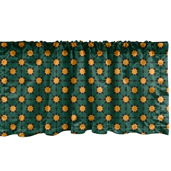 Ambesonne Oriental Window Valance, Folklore Art Floral Motif, 54" X 12", Hunter Green Marigold