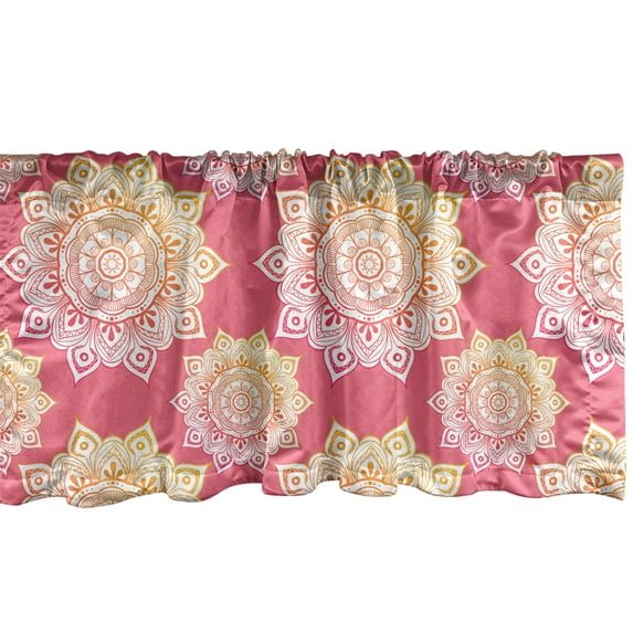 Ambesonne Oriental Window Valance, Mandala, 54" X 12", Pastel Pink Marigold