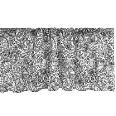 Ambesonne Oriental Window Valance, Monochorme Pattern, 54" X 18", White and Black