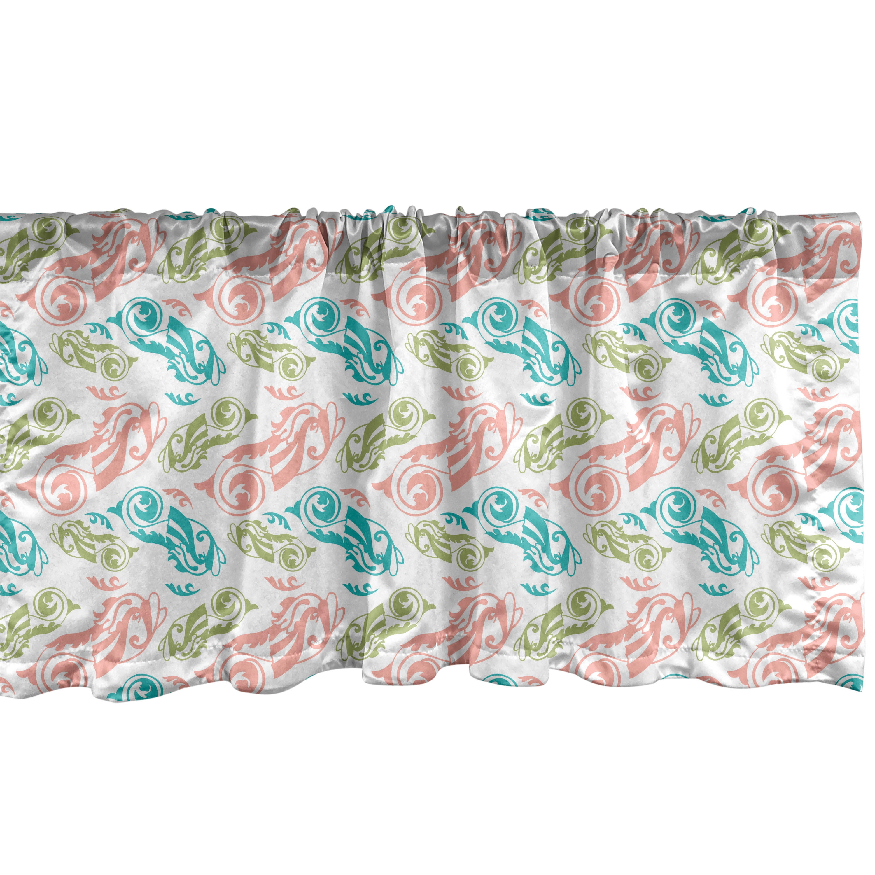 Ambesonne Oriental Window Valance, Ornamental Fish Pattern with Rich ...