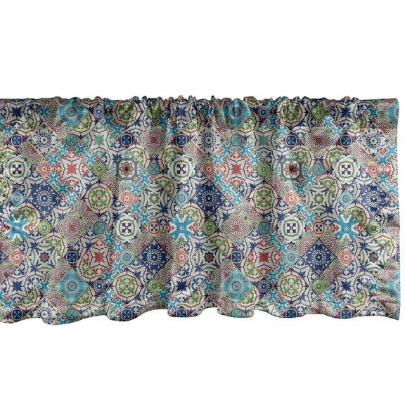 Ambesonne Oriental Window Valance, Patchwork Mosaic Tiles, 54" X 12", Multicolor