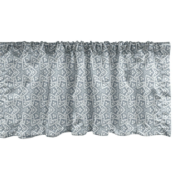 Ambesonne Oriental Window Valance, Starry Motifs, 54" X 12", Blue Grey White