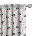 thumbnail image 1 of Ambesonne Ostrich Window Curtains, Tropical Palm Leaves Motifs, Each 28" W x 63" L, Pale Pink Dark Grey, 1 of 4