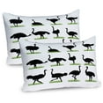 thumbnail image 1 of Ambesonne Ostrich Pillow Sham 2 Pack, Animal Silhouette Grass, 30"x20", Fern Green White, 1 of 3