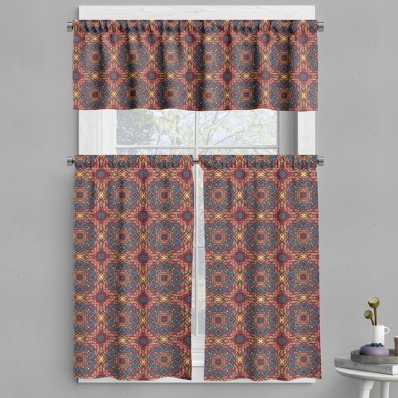 Ambesonne Ottoman Valance & Curtain, Orient Glass, 55"x45", Multicolor