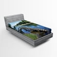 thumbnail image 1 of Ambesonne Outdoor Fitted Sheet, Waikato River Hamilton, Twin Size, Green Blue Grey, 1 of 3