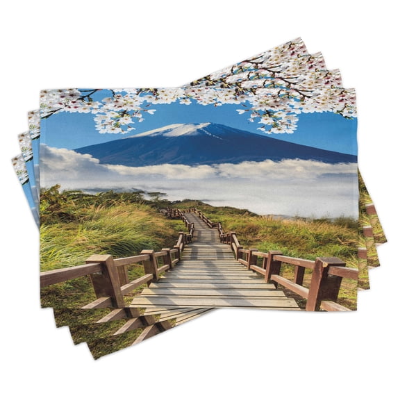 Ambesonne Outdoor Place Mats Set of 4, Mountain Valley Road, Standard Size, Multicolor
