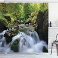 thumbnail image 1 of Ambesonne Outdoor Shower Curtain, National Park Cascade, 69"Wx84"L, Fern Green Dark Grey, 1 of 3