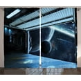 thumbnail image 1 of Ambesonne Outer Space Curtains 2 Panel Set, Moon Planet Scene, 108" x 84", Navy Blue, 1 of 3