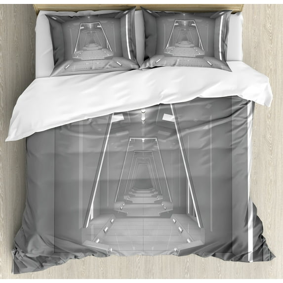 Ambesonne Outer Space Duvet Cover Set, Cosmos Scenery, 2-Calking, Grey