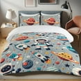 thumbnail image 1 of Ambesonne Outer Space Duvet Cover Set, Happy Astronaut Saturn, Queen, Salmon Blue Pale Grey, 1 of 4