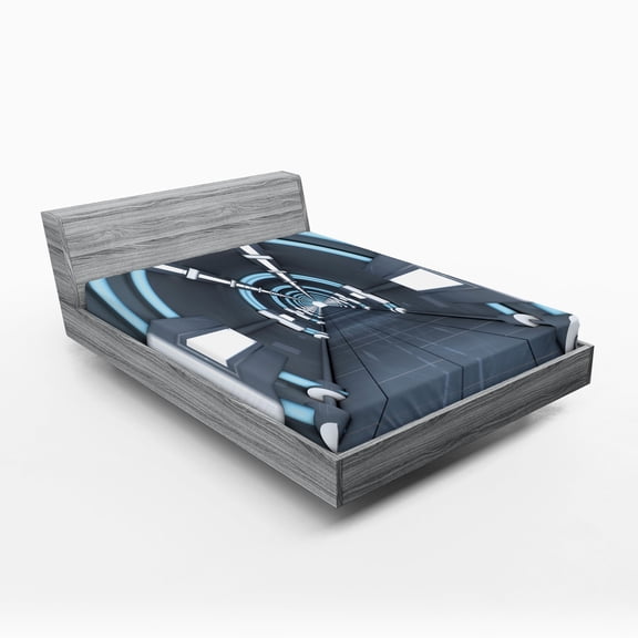 Ambesonne Outer Space Fitted Sheet, Dark Matter Trip, Full Size, Grey Blue