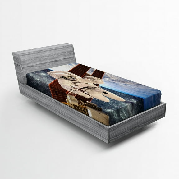 Ambesonne Outer Space Fitted Sheet, Gravity Astronaut, Twin Size, Multicolor