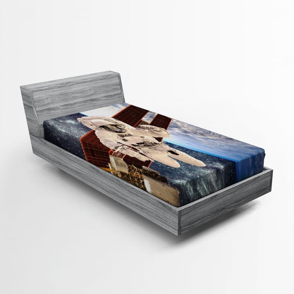 Ambesonne Outer Space Fitted Sheet, Gravity Astronaut, Twin Size, Multicolor