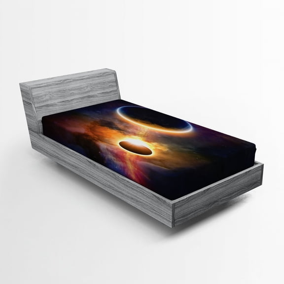 Ambesonne Outer Space Fitted Sheet, Planet Earth Stars, Twin XL Size, Multicolor