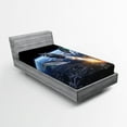 thumbnail image 1 of Ambesonne Outer Space Fitted Sheet, Spacecraft Cosmos, Twin Size, Black Grey Blue, 1 of 3