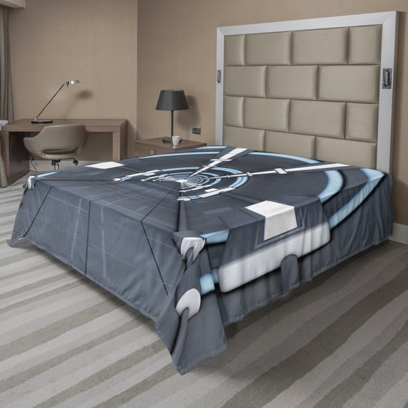 Ambesonne Outer Space Flat Sheet, Dark Matter Trip, Queen Size, Grey Blue