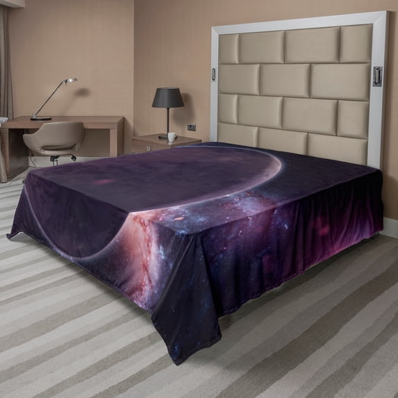 Ambesonne Outer Space Flat Sheet, Dark Side Planet Pluto, Full Size, Multicolor