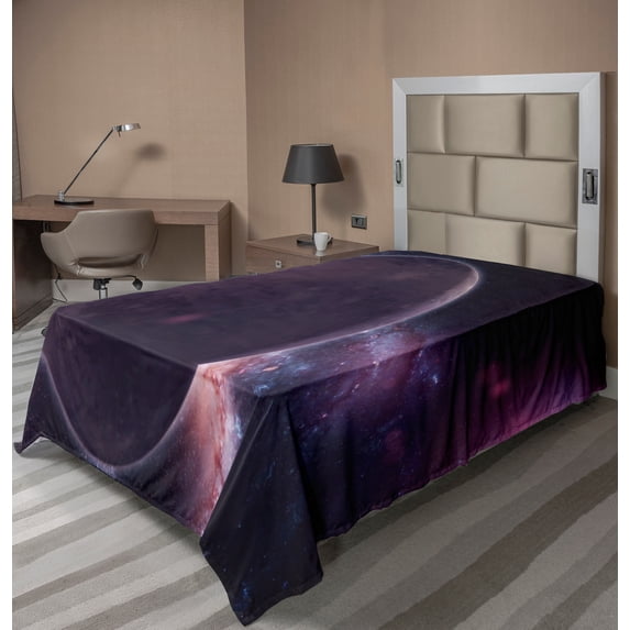 Ambesonne Outer Space Flat Sheet, Dark Side Planet Pluto, TwinXL Size, Multicolor