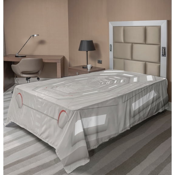 Ambesonne Outer Space Flat Sheet, Galaxy Astronaut, TwinXL Size, Warm Taupe