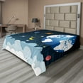 thumbnail image 1 of Ambesonne Outer Space Flat Sheet, Galaxy Rotating, Full Size, Dark Petrol Blue White, 1 of 1