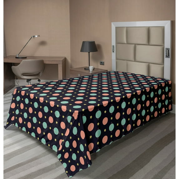 Ambesonne Outer Space Flat Sheet, Planets and Stars, Twin Size, Grey Multicolor