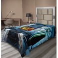 thumbnail image 1 of Ambesonne Outer Space Flat Sheet, Ship Station Base, TwinXL Size, Blue Black Orange, 1 of 1