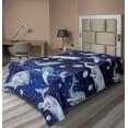 thumbnail image 1 of Ambesonne Outer Space Flat Sheet, Whale Planet Cosmos, TwinXL Size, Navy Purple Grey, 1 of 1