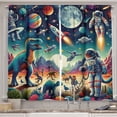 thumbnail image 1 of Ambesonne Outer Space Kitchen Curtains, Surreal Astronaut Moon, 55"x24", Multicolor Teal Red, 1 of 3