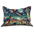 thumbnail image 1 of Ambesonne Outer Space Knitted Quilt Pillowcover, Surreal Astronaut Moon, 36"x20", Multicolor Teal Red, 1 of 2