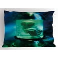 thumbnail image 1 of Ambesonne Outer Space Pillow Sham, Martian UFO Alien, 26" X 20", Pale Green Sky Blue, 1 of 2