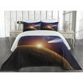 thumbnail image 1 of Ambesonne Outer Space Quilted Coverlet 3 Pcs, Dark Solar Scenery, King Size, Blue Orange, 1 of 4