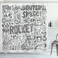 thumbnail image 1 of Ambesonne Outer Space Shower Curtain, Alien Ufo Rocket Sketch, 69"Wx70"L, White Taupe, 1 of 4