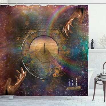 Ambesonne Outer Space Shower Curtain, Eternity Fantasy, 69"Wx75"L, Purple Tan